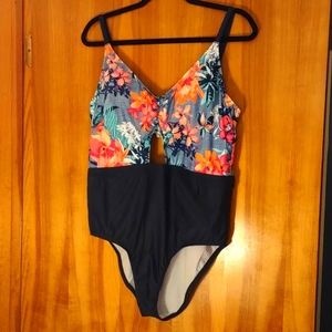 NWT Blue Floral Swimsuit by Clean Water 16W